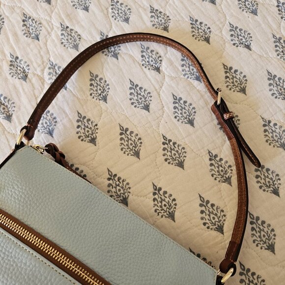 Dooney & Bourke Pebble Leather Shoulder Bag Powder Blue Saddle Trim NWOT R264 - Picture 14 of 16